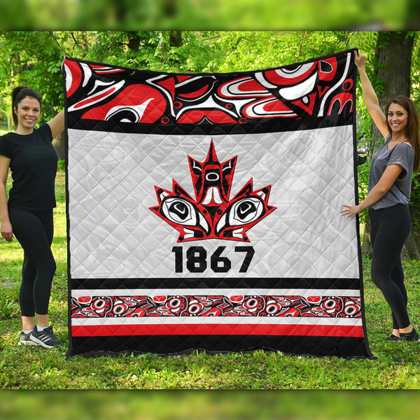 Canada Premium Quilt Haida Indigenous Maple Legacy 1867