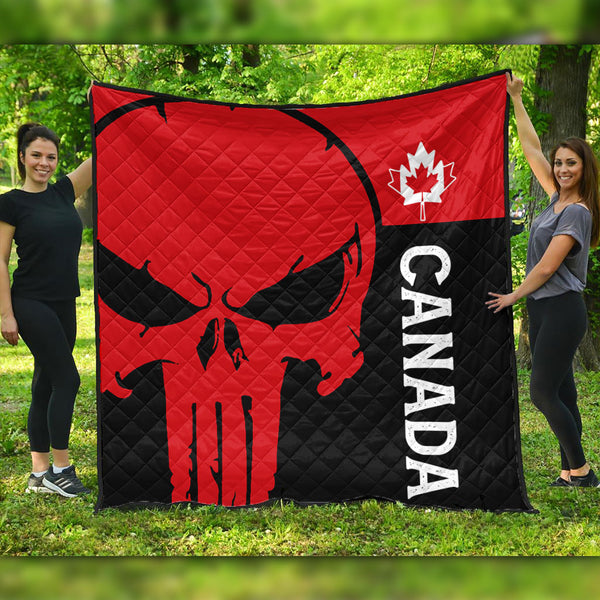 Canada Premium Quilt Custom Crimson Skull Canada