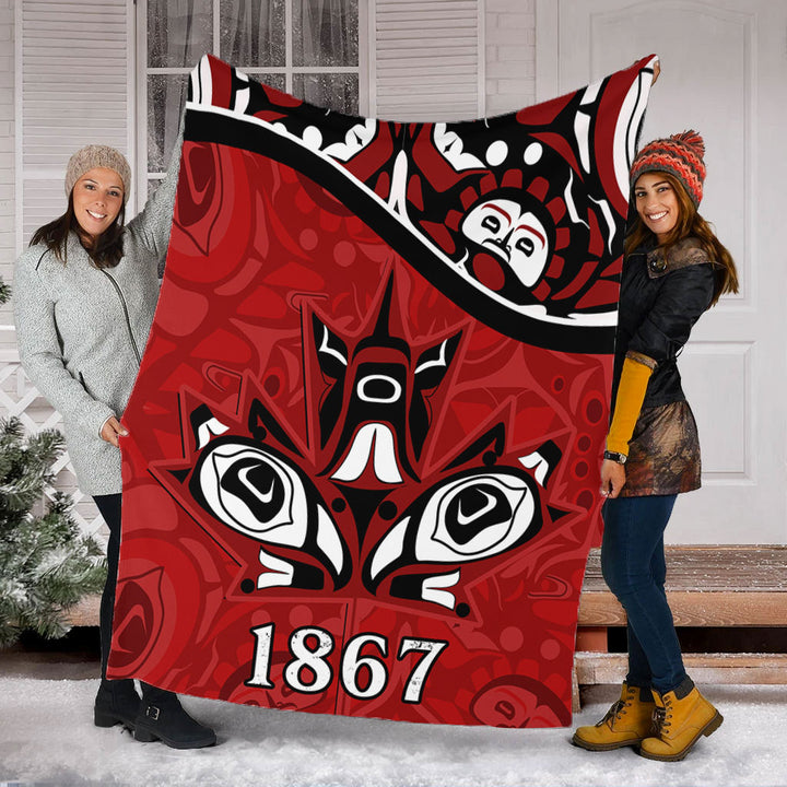 Canada Premium Blanket Haida Indigenous Power 1867