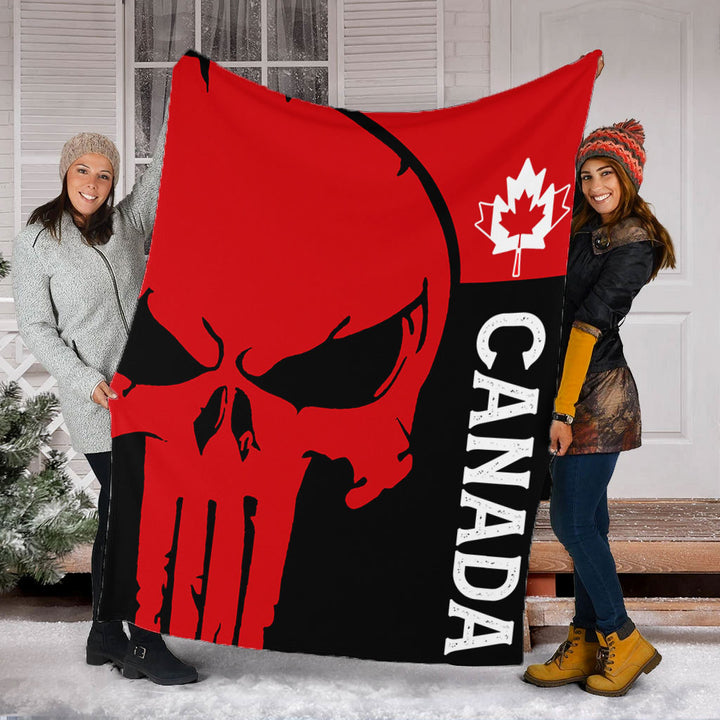 Canada Premium Blanket Custom Crimson Skull Canada