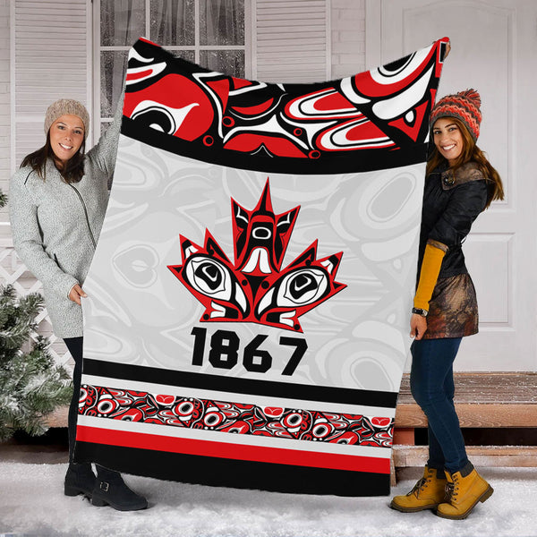 Canada Premium Blanket Haida Indigenous Maple Legacy 1867