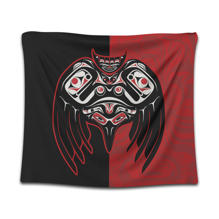 Canada Tapestry Red And Black Haida Raven Guardian