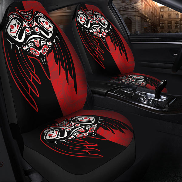 Canada Car Seat Covers Red And Black Haida Raven Guardian