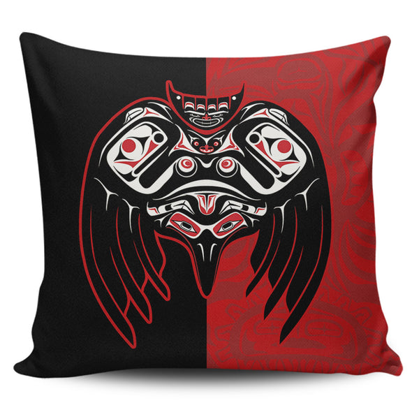 Canada Pillow Cases Red And Black Haida Raven Guardian