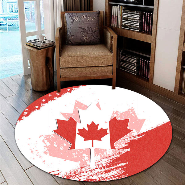 Canada Round Rug Maple Born Canada Made