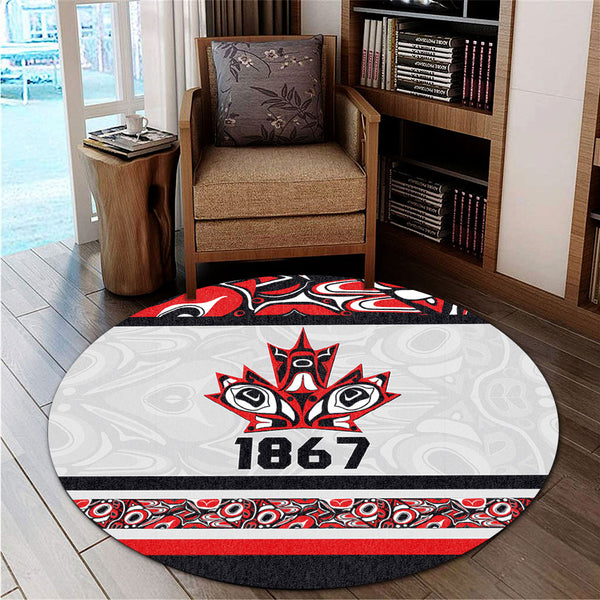Canada Round Rug Haida Indigenous Maple Legacy 1867