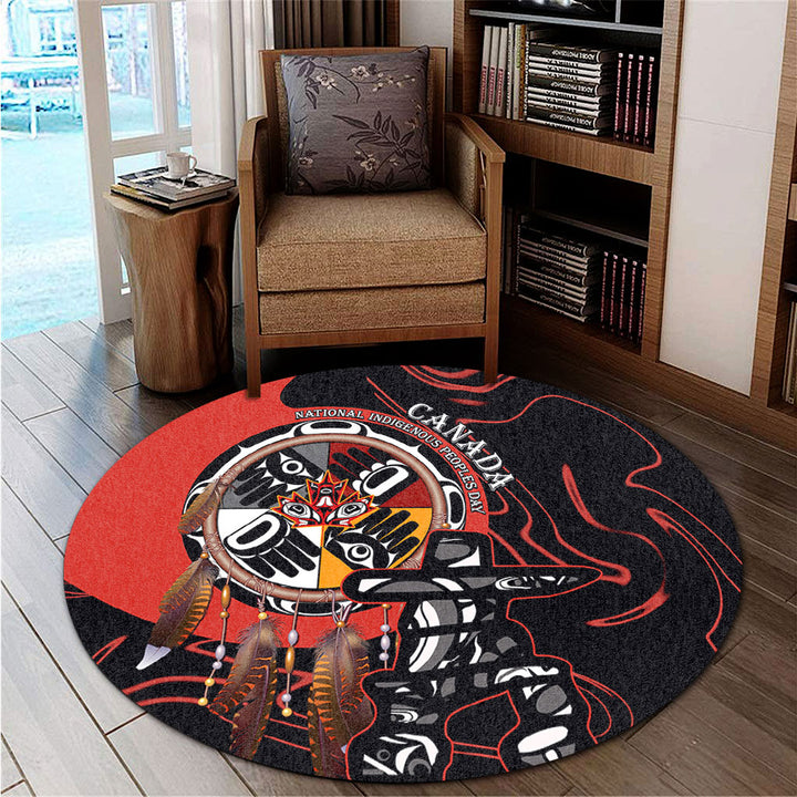 Canada Round Rug Indigenous Peoples Day With Dreamcatche