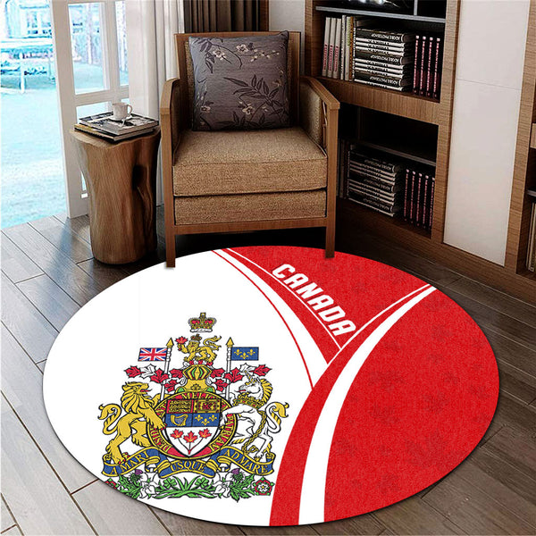 Canada Round Rug Canada Red Maple Leafs Pattern Spirit