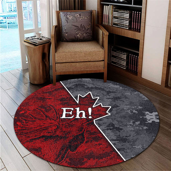 Canada Round Rug Camouflage Maple Strength