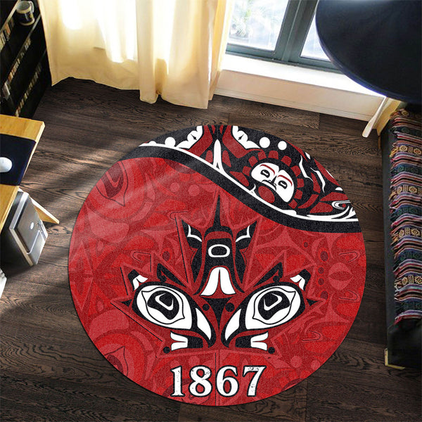 Canada Round Rug Haida Indigenous Power 1867