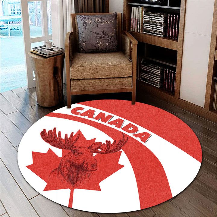 Canada Round Rug Red & White Canadian Spirit