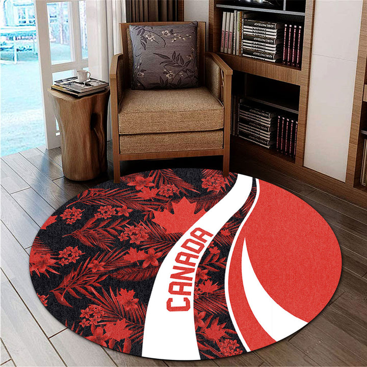 Canada Round Rug Canada Vintage Tropical Summer Style