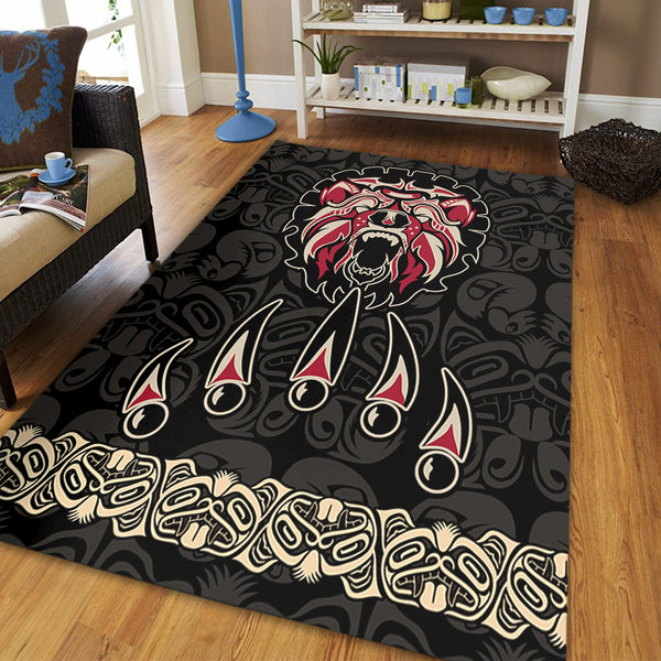 Canada Area Rug Haida Tribal Roaring Bear Pattern