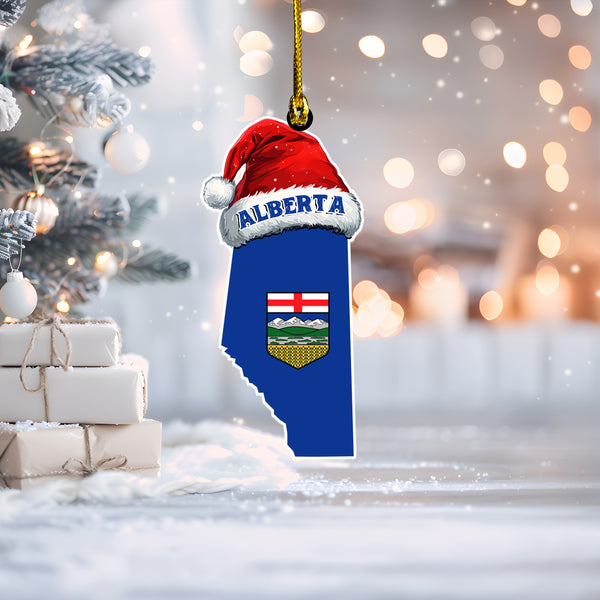 Alberta Wood Acrylic Ornament Canadian Province Flag Christmas Collection