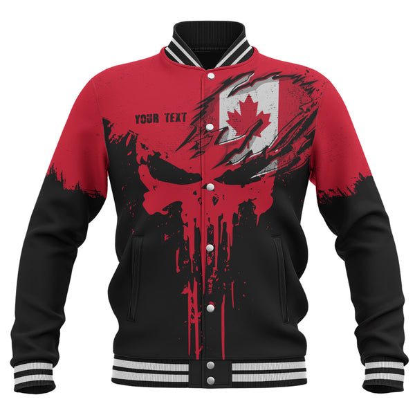 Canada Baseball Jacket Maple Skull Fearless North