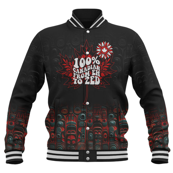 Canada Baseball Jacket Canadian From Eh To The Zed Haida Pattern