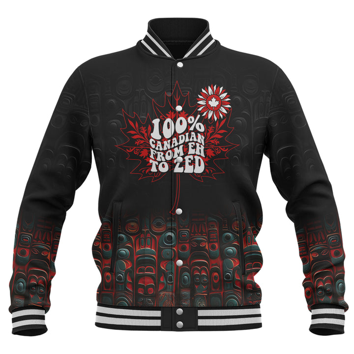Canada Baseball Jacket Canadian From Eh To The Zed Haida Pattern