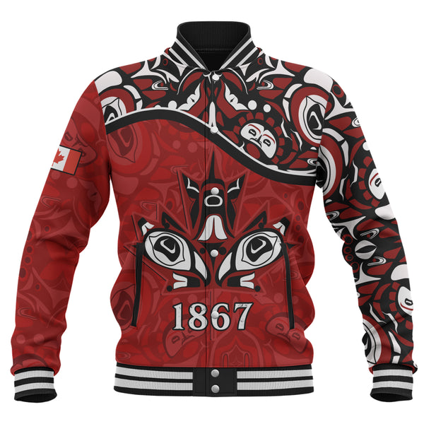 Canada Baseball Jacket Haida Indigenous Power 1867