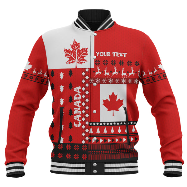 Canada Baseball Jacket Nordic Maple Christmas Spirit