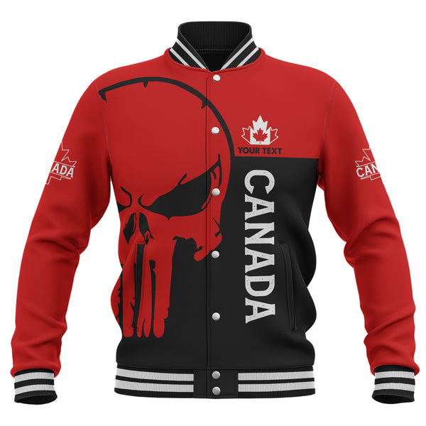 Canada Baseball Jacket Custom Crimson Skull Canada