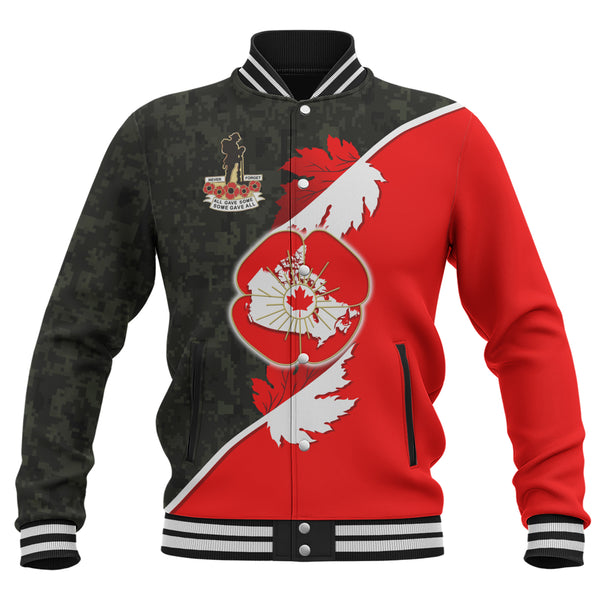 Canada Baseball Jacket Never Forgotten Remembrance Day Edition