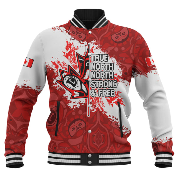 Canada Baseball Jacket Haida Indigenous Maple Pride