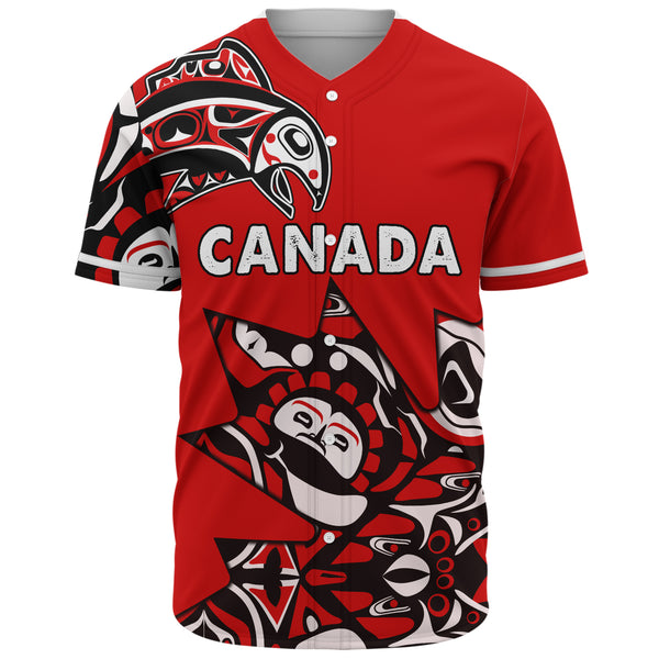 Canada Baseball Shirt Canada Maple Leafs Haida Spirit Pattern