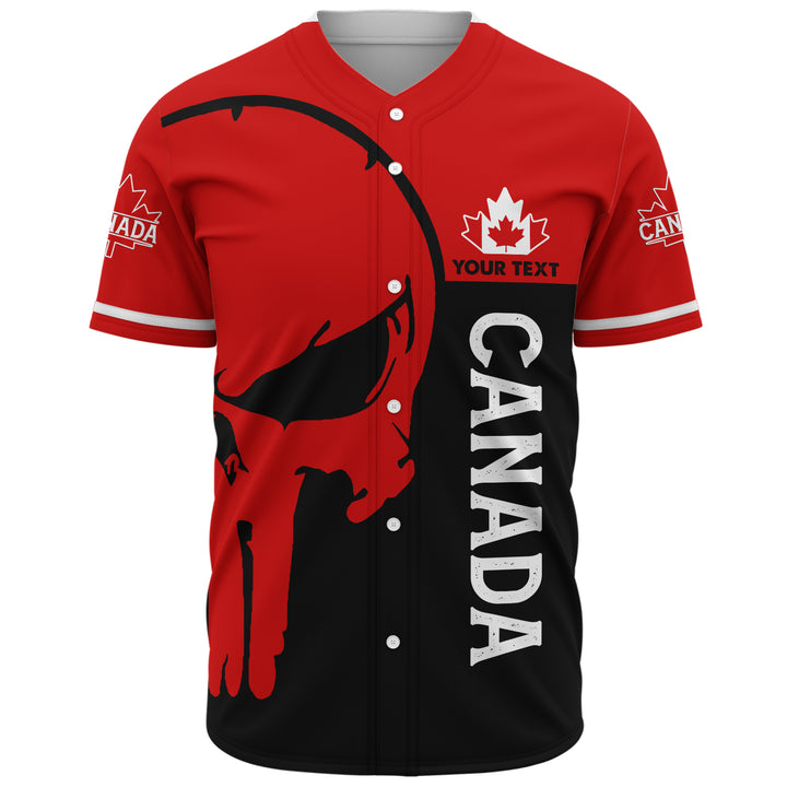 Canada Baseball Shirt Custom Crimson Skull Canada