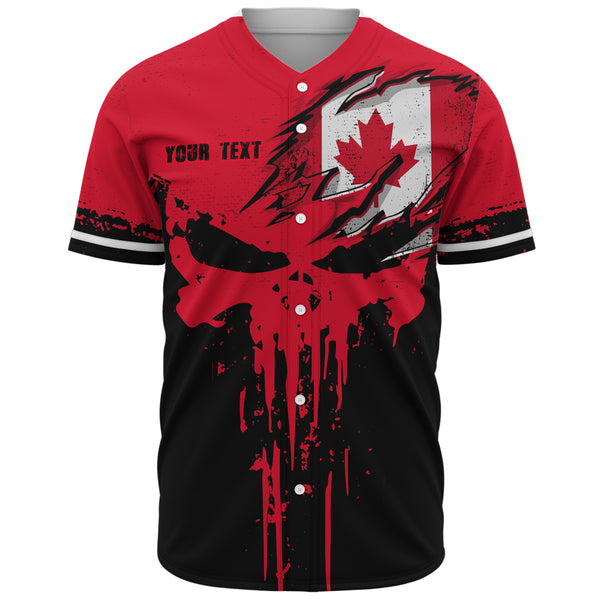 Canada Baseball Shirt Maple Skull Fearless North