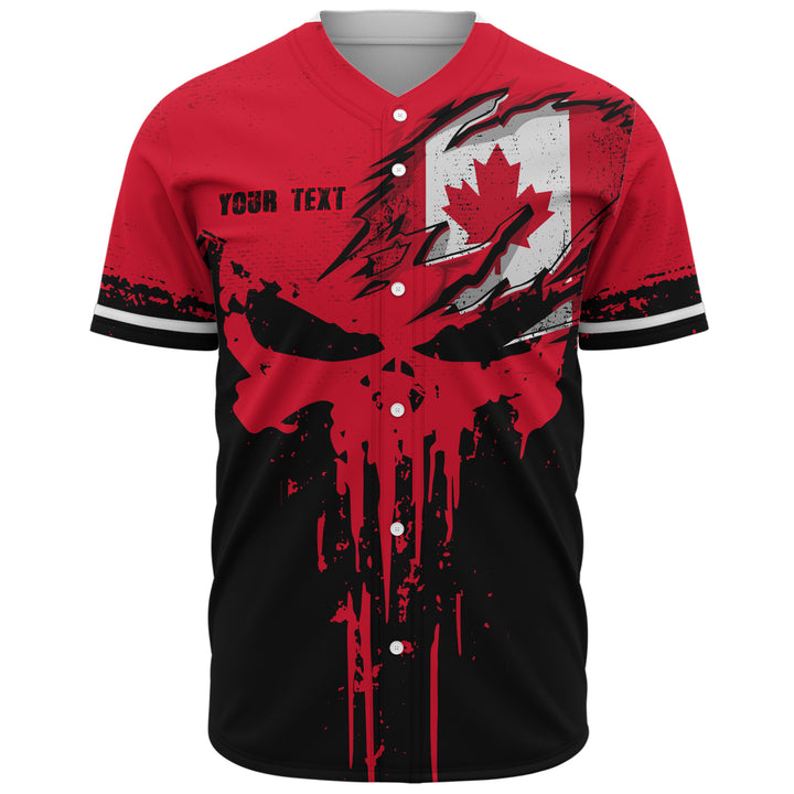 Canada Baseball Shirt Maple Skull Fearless North