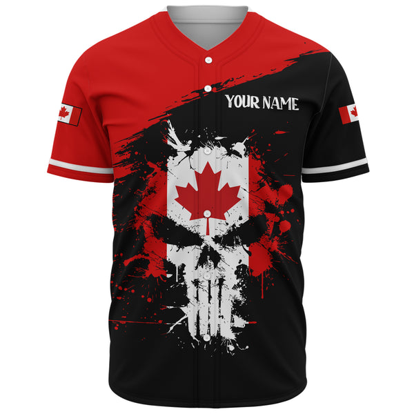 Canada Baseball Shirt Red Skull Patriot Canada Edition