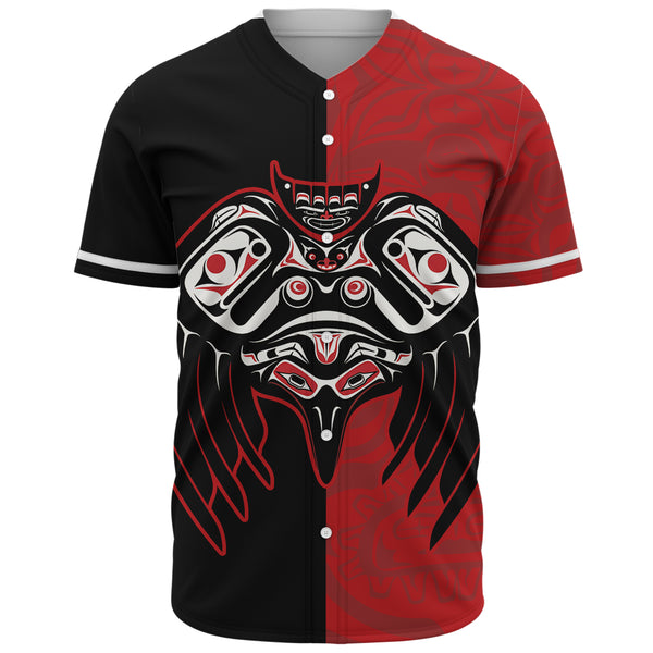 Canada Baseball Shirt Red And Black Haida Raven Guardian