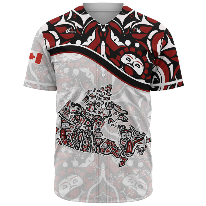 Canada Baseball Shirt The True North Totem Map Haida Edition