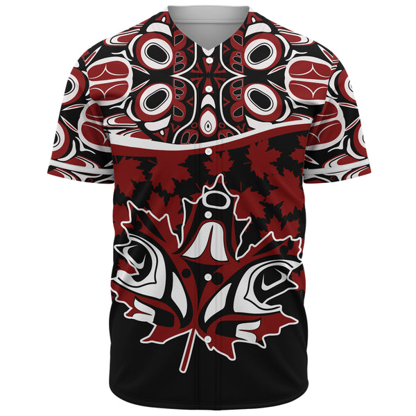Canada Baseball Shirt Haida Echo Red Leaf Pride
