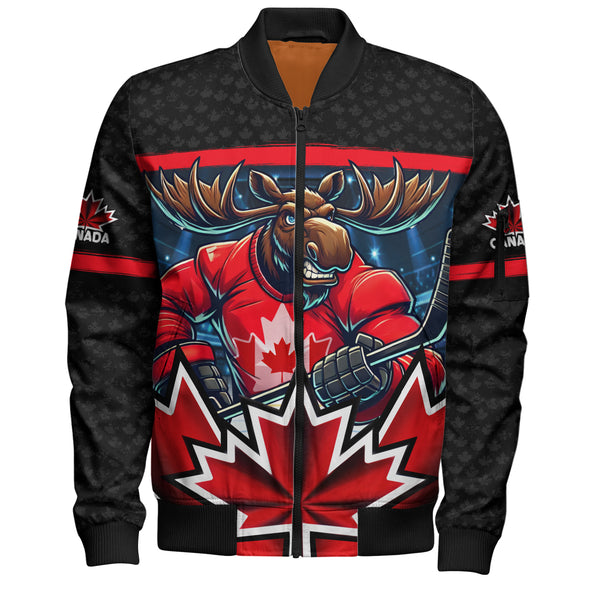 Canada Bomber Jacket Maple Moose Hockey Warrior