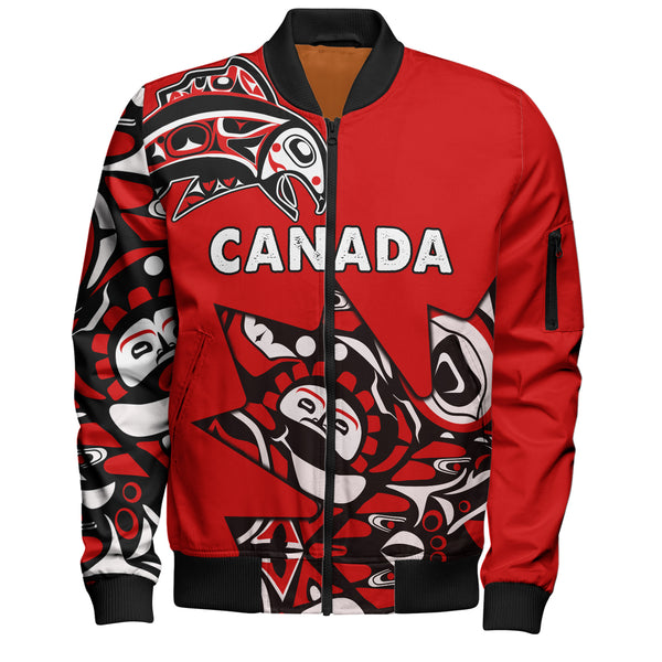 Canada Bomber Jacket Canada Maple Leafs Haida Spirit Pattern