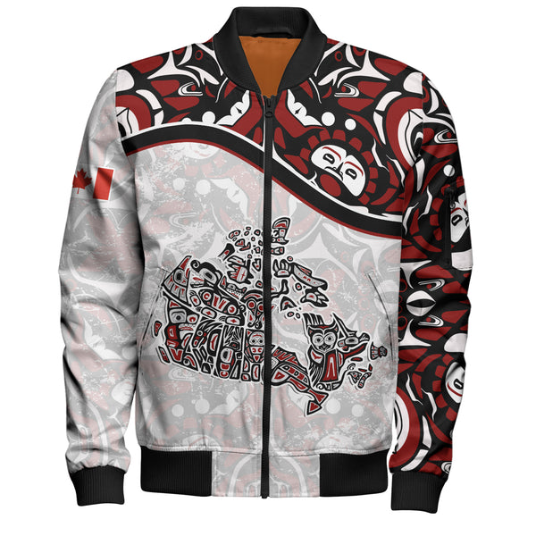 Canada Bomber Jacket The True North Totem Map Haida Edition
