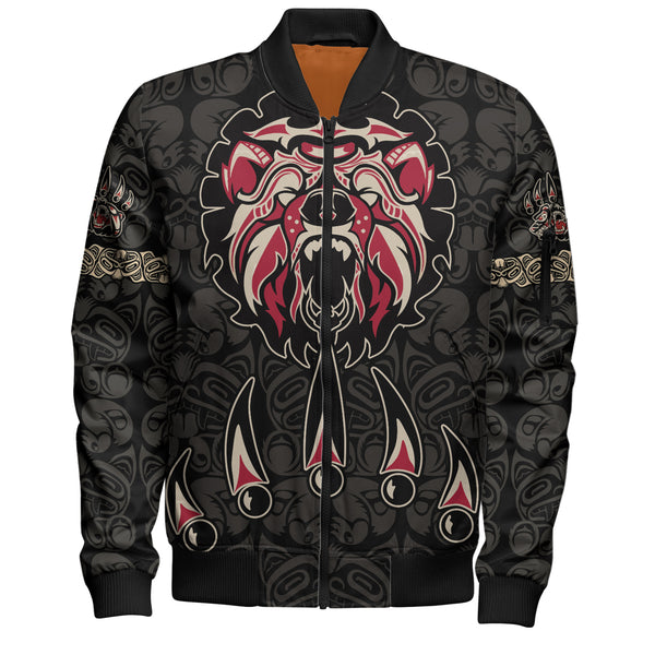 Canada Bomber Jacket Haida Tribal Roaring Bear