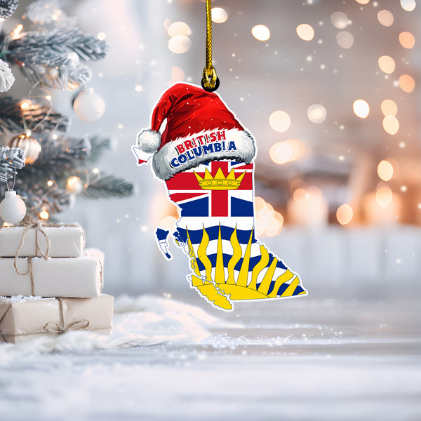 British Columbia Wood Acrylic Ornament Canadian Province Flag Christmas Collection