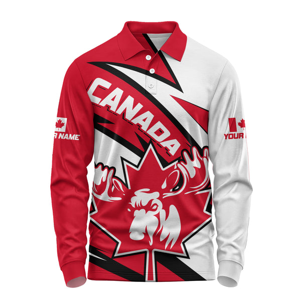 Canada Long Sleeve Polo Shirt Red Thunder The Canadian Spirit