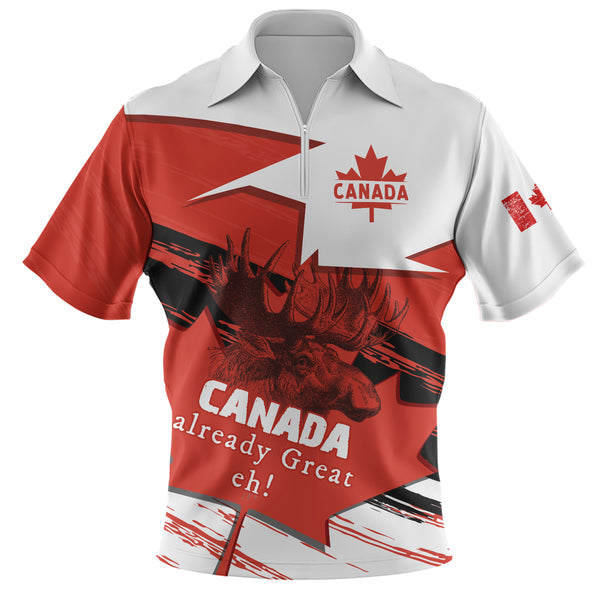 Canada Zip Polo Shirt Canada Already Great, Eh!