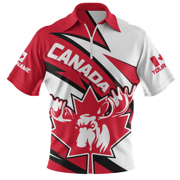 Canada Zip Polo Shirt Red Thunder The Canadian Spirit