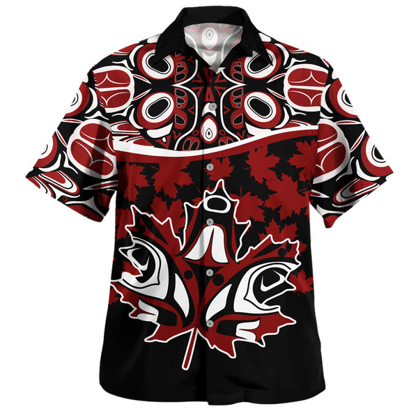 Canada Bowling Shirt Haida Echo Red Leaf Pride