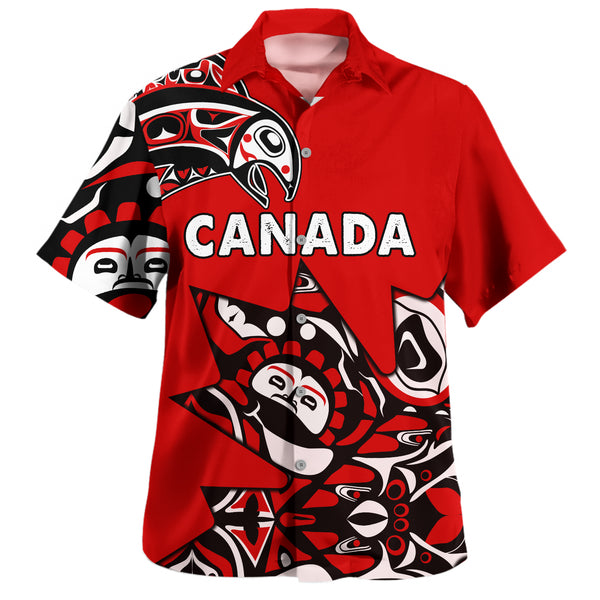 Canada Bowling Shirt Canada Maple Leafs Haida Spirit Pattern