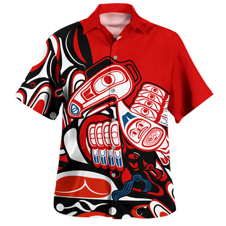 Canada Bowling Shirt Haida Red Totem Legacy