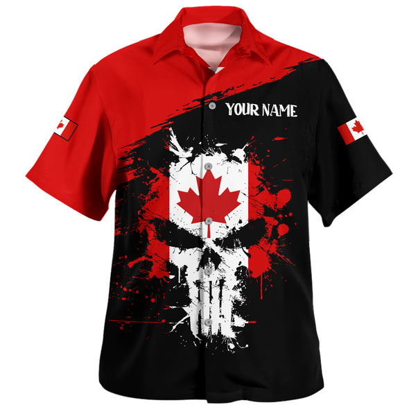 Canada Bowling Shirt Red Skull Patriot Canada Edition