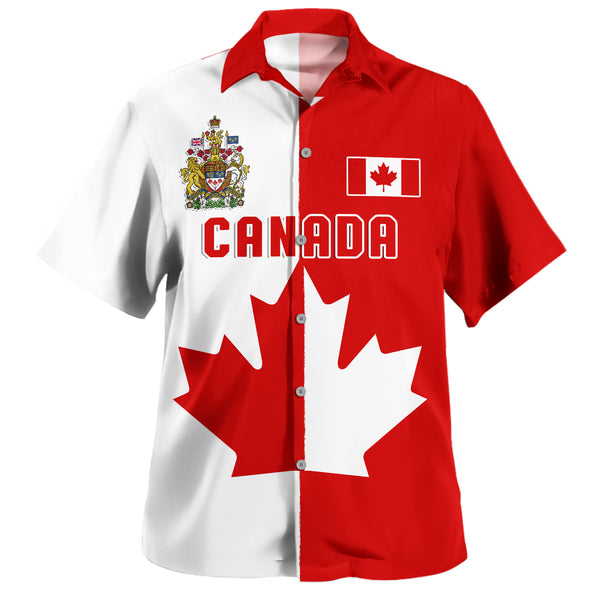 Canada Bowling Shirt Canada Maple Crest Half And Half Style