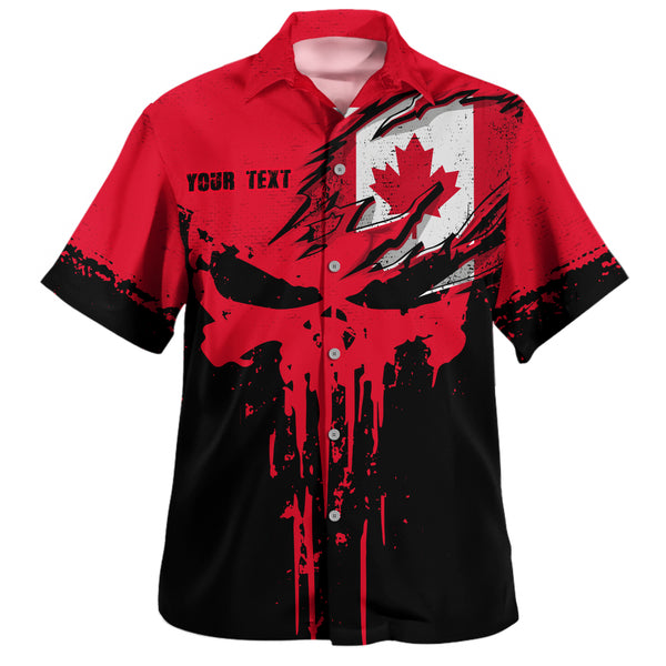 Canada Bowling Shirt Maple Skull Fearless North