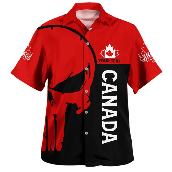 Canada Bowling Shirt Custom Crimson Skull Canada