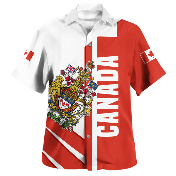 Canada Bowling Shirt Canada Coat Of Arms Tribute